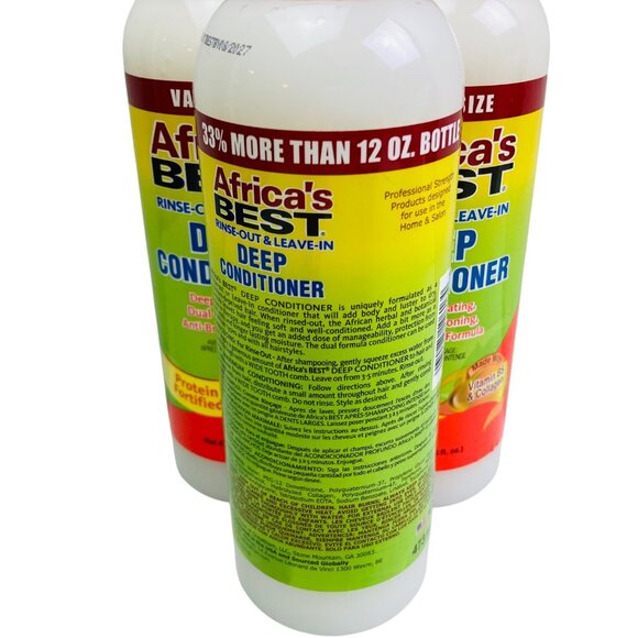 3 Pack Africa's Best Deep Conditioner Rinse-Out & Leave-In Value Size 16 Oz - Picture 2 of 3